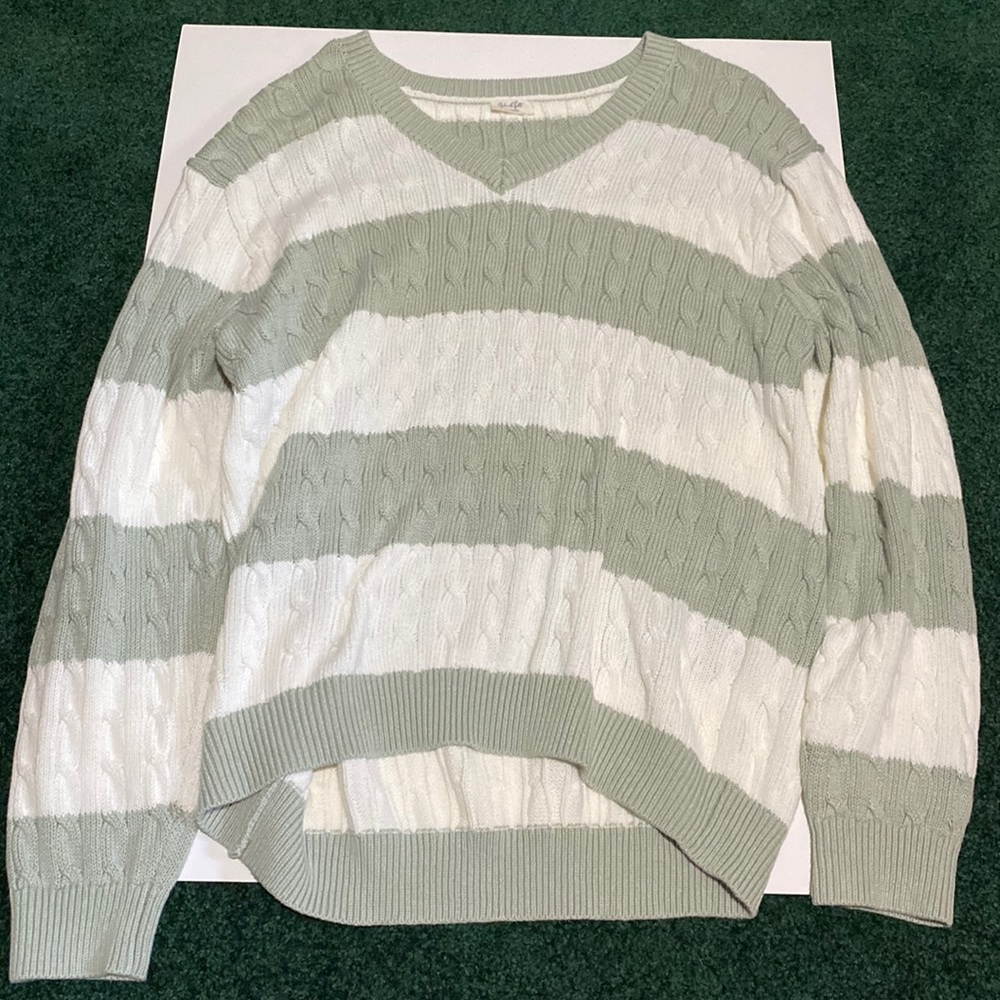 Green and white John Galt oversized sweater